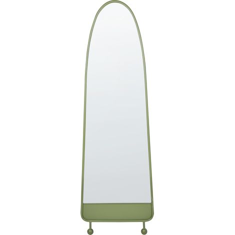 Espejo de pared moderno ovalado marco metal hierro decoración sala de estar 45 x 146 cm verde Parnay
