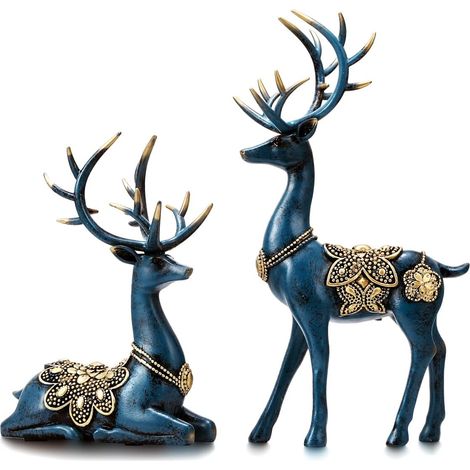 Statue cerf doré décoration résine moderne pour salon table basse et cheminée centre de table Noël
