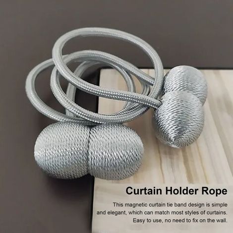Deux embrasses grises par paquet, accessoires pour rideaux, aimants, sans perçage, cordes et boules de suspension créatives, style minimaliste moderne. (1/5)