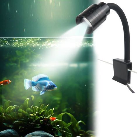 Mini Lampe Aquarium Clipable USB 3 Modes 10 Niveaux Luminosité Dimmable Petit Aquarium 1-3 Gallons Adaptateur Non Inclus (1/5)