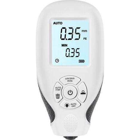 (White) Coating Thickness Gauge, Car Paint Depth Gauge with LCD Display, Automatic Calibration, Portable Coating Thickness Gauge for Used Car Buyer
