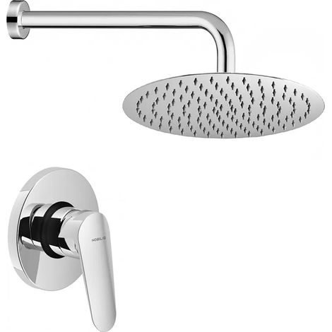 Set doccia cromato Nobili Hof completo di soffione tondo 25 cm e miscelatore incasso (1/5)