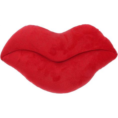 Coussin décoratif de 30 cm pour canapé, lèvres rouges pulpeuses et sexy, cadeau pour couple, coussin court en peluche garni de coton PP (rouge)-Red (1/4)