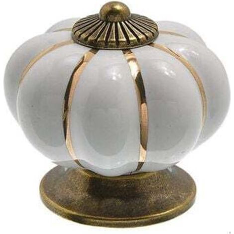 Pomello per mobili in ceramica a 5 pezzi, stile vintage, con viti, per armadi, cassetti e comò - Bianco