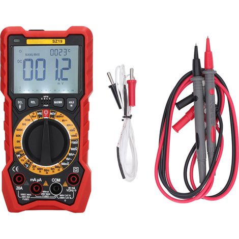 Multimètre numérique LED haute précision avec alarme sonore et lumineuse, voltmètre ampèremètre testeur de tension et courant, rouge (1/5)
