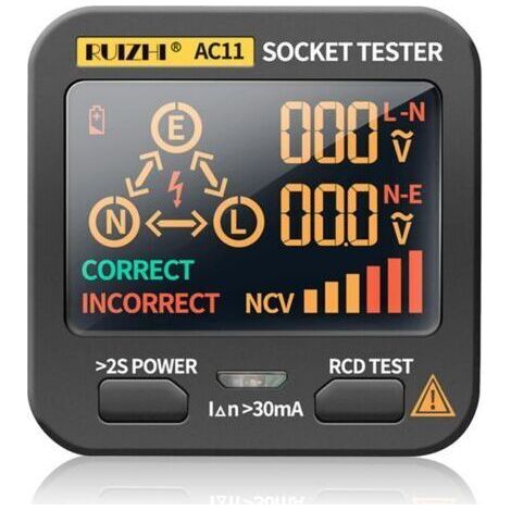 BUNTHAUS Tester di Prese, Tester di Circuiti Elettrici con Display LCD Digitale, per Ispezione del Cablaggio Domestico e Professionale (1/5)