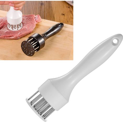 Attendrisseur de viande à 16 aiguilles en acier inoxydable, outil de cuisine pour steak, poulet, poisson, porc, blanc (1/5)