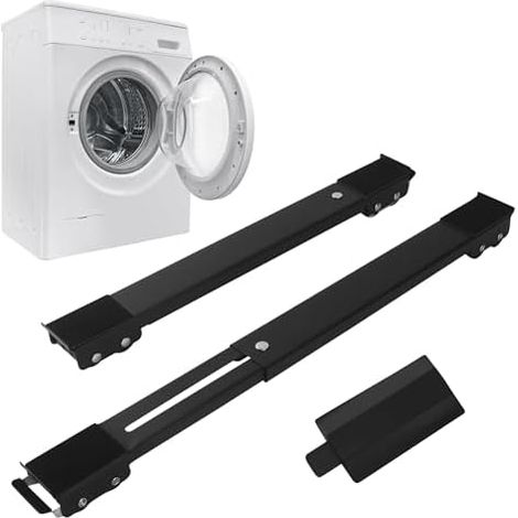 Lot de 2 supports de machine à laver, pratiques,réglables,roulettes Easymove avec caoutchouc antidérapant, robustes et durables,pour machines à laver, réfrigérateurs,canapés,antidérapants (1/5)