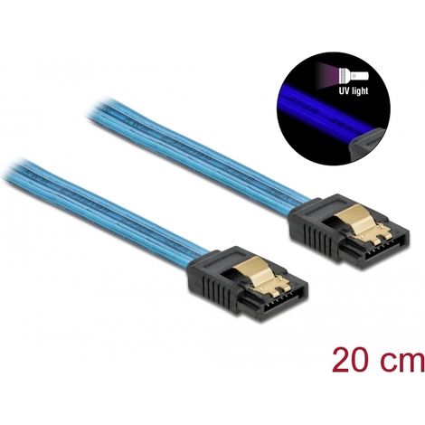 Delock SATA 6 Go/s Cable UV efecto brillante azul 20 cm