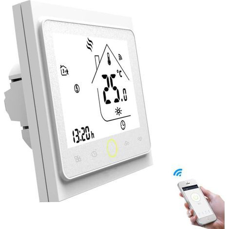 Intelligenter WLAN-Thermostat für wasserführende Fußbodenheizung 5A, programmierbarer Raumthermostat, kompatibel mit Alexa Echo/Google Home/Smart Life/Tuya AP (Weiß) (1/5)
