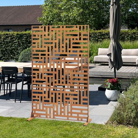 Trennwand Bernalda 180x120 cm Stahl Edelrost [casa.pro]