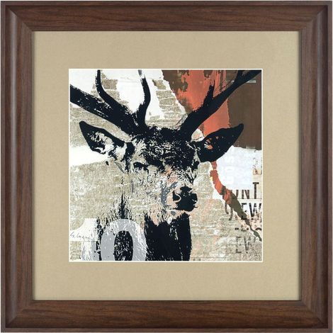 Interiors by Premier Framed Stag Head Wall Art, Christmas Wall Art, Abstract Artwork for Home, Office, Stag Head Wall Painting (1/3)
