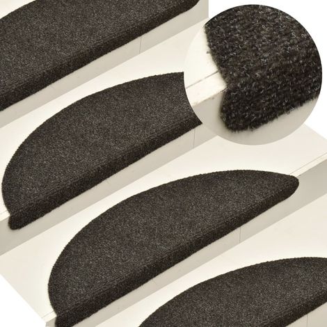 Tapis d'escalier autocollants 15pcs,Marchettes d'escalier,Protections d'escalier Marron 56x17x3cm Aiguilleté DVNEI191102 (1/5)