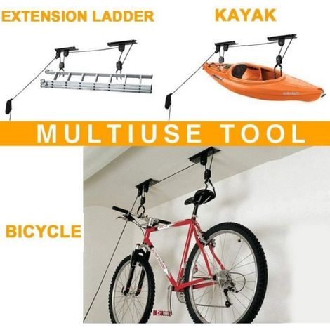 Support de Plafond - Support pour Vélo - Capacité 20 kg - Hauteur Maximale 4 2 m - Corde 15 m (1/4)