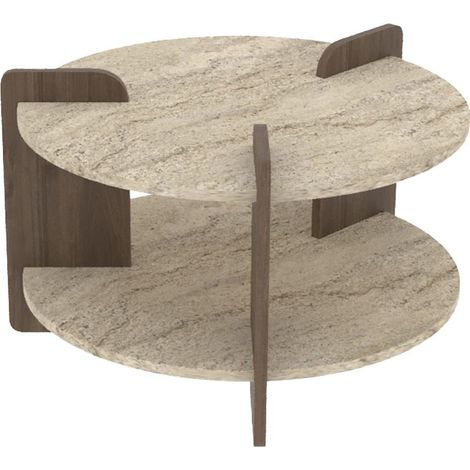 Couchtisch aus Holz "Oalla" 70 x 70 x 45 cm - Travertin