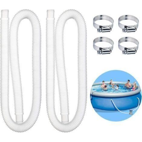 2 pièces Tuyau pour Piscine,Tuyau de Rechange pour Piscine,Pompe à Filtre avec 4 Pinces Métalliques,Tuyaux de Rechange pour Piscines Hors Sol(1.5m) (1/4)