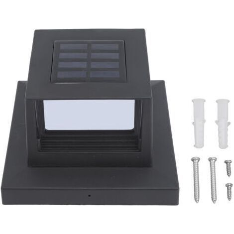 Outdoor Square Fence Post Light Solar Post Light LED Landscape Lighting for Home Garden Yard Fence Double Color Light Black (1/4)
