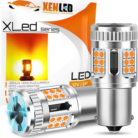 2x Ampoules PY21W - 24 LED JAUNE / ORANGE - X-LED Series - Spécial CLIGNOTANT - 10-30V - 60W - CANBUS sans erreur (1/5)