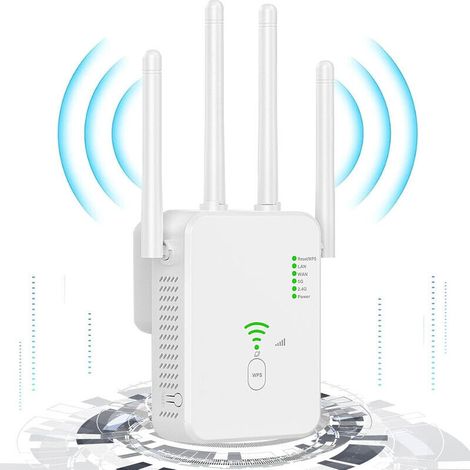 Répéteur WiFi 1200Mbps Amplificateur double bande 5GHz/2.4GHz Port Gigabit Ethernet Couverture jusqu'à 50 mètres (1/5)