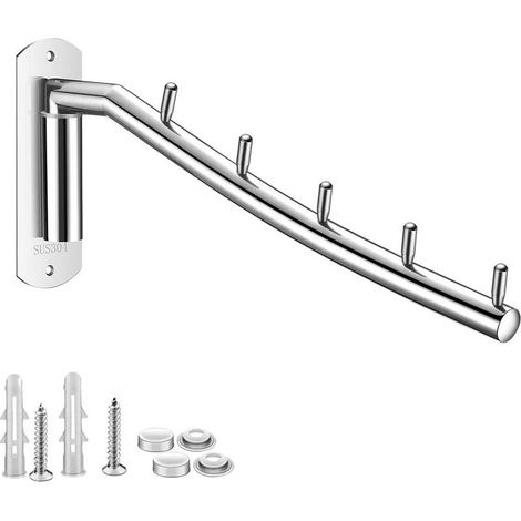 Cintre mural pliable, crochet en acier inoxydable avec bras pivotant pour chambre et salle de bain (1/5)