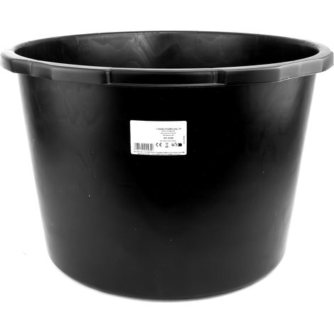 Conteneur de chantier rond de 45 L, noir, résistant au mortier et au béton.