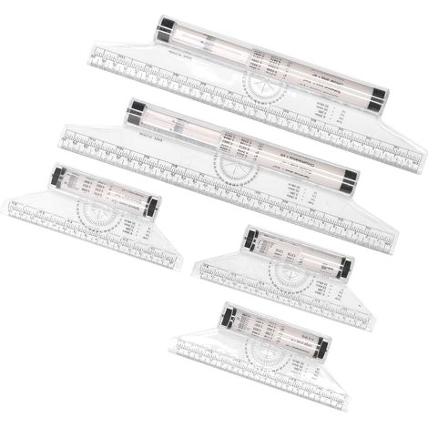 Ensemble de 5 règles transparentes à roulettes, échelles (1/4)