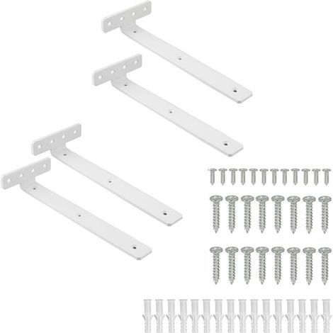 Lot de 4 Supports d' Étagère Flottants, 25 x 10 CM, Fixation Étagères Murale Invisible, Supports Étagères Flottante Durable, Blanc (1/5)