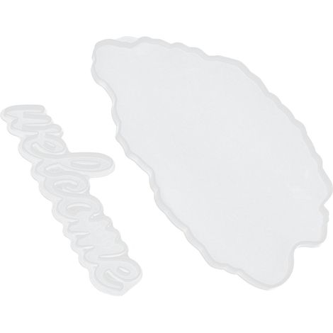 Lot de 2 moules de bienvenue pour décoration murale/porte en résine époxy effet nuage (projets de suspension). (1/5)