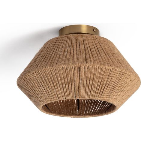 – Plafonnier corde naturelle – Design chic en métal et corde – Ampoule E27 non incluse – Pour salons et chambres (1/5)