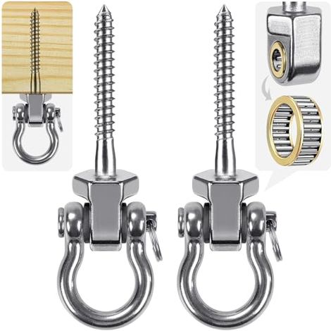 Ganci appendiabiti resistenti con cuscinetti, set da 2 - Ferramenta in acciaio inossidabile per altalene da terrazzo e aree gioco, ganci girevoli silenziosi - Ferramenta