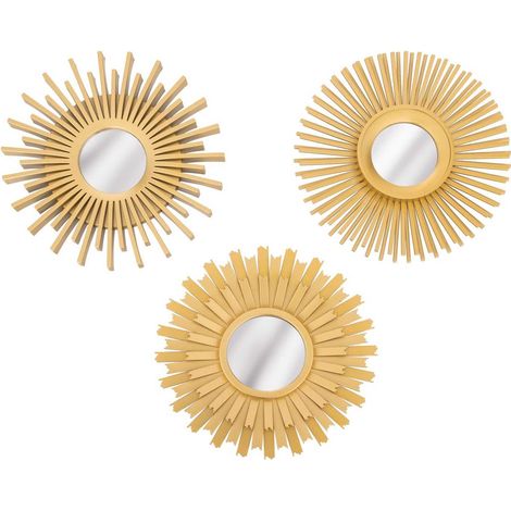 Lot de 3 miroirs muraux en forme de soleil AMED (1/5)