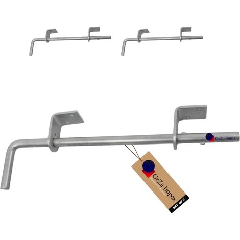 Lot de 2 Verrou de porte pour cadenas en galvanoplastie – 450 x 73 mm – Targette robuste pour porte blindée – Fermeture sécurisée avec pêne coulissant et loquet – Verrou baionnette – GeZu Impex