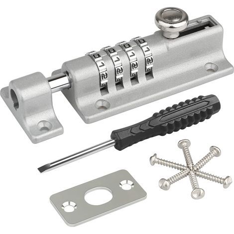 CCYKXA Combination Lock Hasp, Code Door Lock, Waterproof 4 Digit Combination Lock with Security Fixing Screws for Cabinet, Sheds, Silver