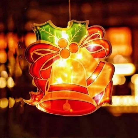Weihnachtsfenster-Hängelichter, batteriebetrieben, Weihnachtsglockenform (1/5)