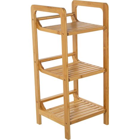 Étagère de Salle de Bain avec 3 étagères en Bois Naturel 30 x 30 x 70 cm