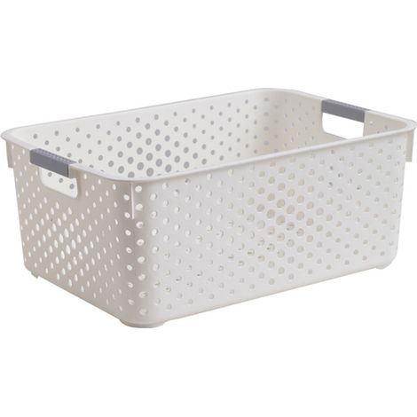 Panier de Rangement M en PP Ivoire Design Aéré Grande Capacité Organiseur de Bureau Minimaliste et Élégant pour Snacks Jouets (1/5)