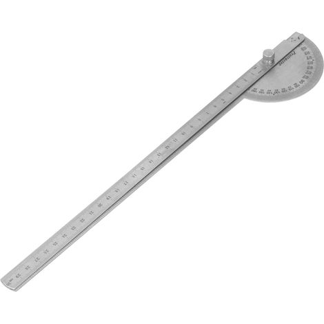 Rapporteur d'angle 0-180° 2 bras inox 250mm, règle de mesure pour menuiserie, outil de précision pour tracer et vérifier les angles. (1/5)