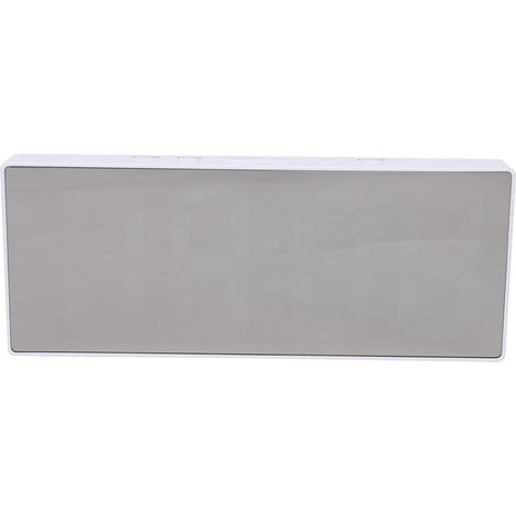 Réveil miroir LED écran 15.9 cm sauvegarde pile luminosité réglable double alarme buzzer bureau chambre cadre blanc lumière bleue (1/5)