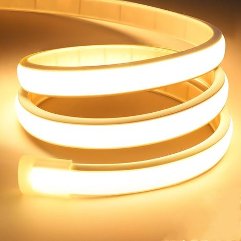 Ruban LED COB, Blanc chaud 3M Bandeau Led, 3000K, Largeur 10mm, Dimmable, Silicone, Découpable, IP65 étanche, Flexible, 24V Néon Strip pour Décoration maison, Cuisine, Chambre [Classe énergétique C] (1/4)