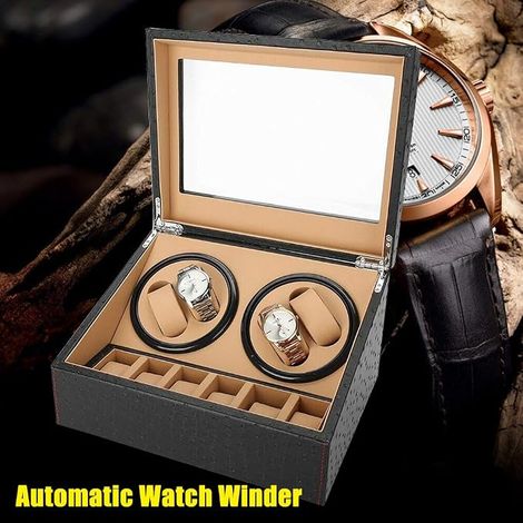 Boîte de rangement pour montres avec remontage automatique, boîtes pour montres avec 4 dispositifs de remontage pour montres + 6 boîtes pour dispositifs de remontage pour montres silencieuses (1/5)