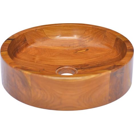 Lavabo Bois de teck massif Φ40x10 cm vidaXL (1/6)