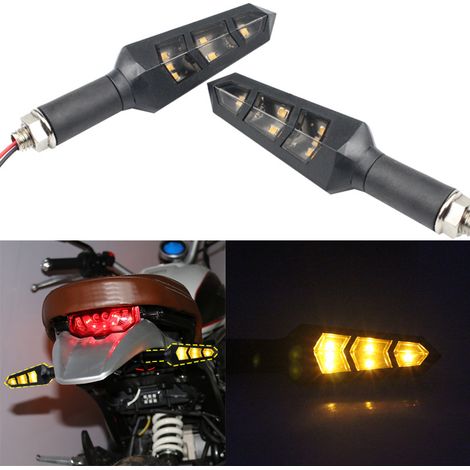 Modification du feu de position arrière pour moto : clignotants à LED en forme d'os de poisson, feux décoratifs, accessoires, feux de virage