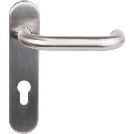 Poignée de porte médicale et coupe-feu en acier inoxydable 304, courbure double, monobloc, haute résistance et hygiénique (1/5)
