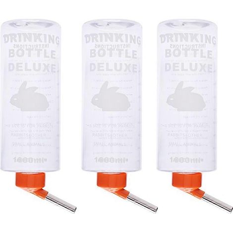 Fontaine à eau automatique pour petits animaux (1000 ml), à suspendre, idéale pour les cochons d'Inde. Couleur orange. (1/5)