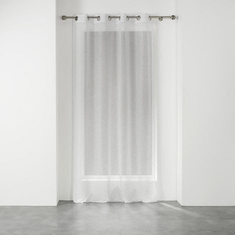 Voilage a oeillets 140 x 240 cm voile tisse applique elea Blanc/argent (1/3)