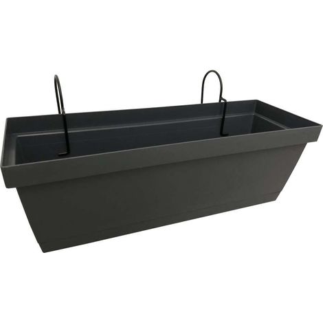 Balconiera Colorado con kit sottovaso e ganci Grippo - 50x18 cm - Smoke