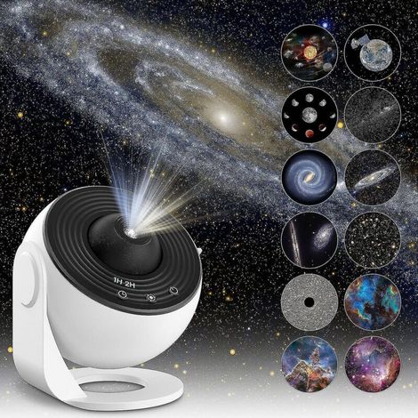 Projecteur d'étoiles de planétarium, projecteur de galaxie, veilleuse ciel étoilé réaliste avec 12 disques de films, constellation du système solaire et lune pour chambre d'enfant L (1/5)