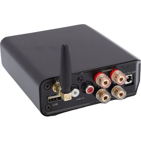 Amplificateur stéréo Bluetooth 5.4, entrée USB AUX, 2 canaux, 50 W x 2, HiFi, compatible MP3, WAV, WMA, APE et FLAC, prise européenne. (1/5)