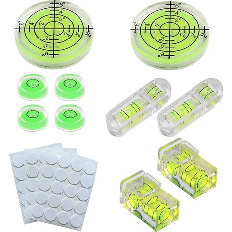 10 pièces Niveau de bulle ronde et carrée, Mini Niveau de bulle précise pour les caméras et le camping, pour les images fixes, pour la mesure horizontale (1/5)