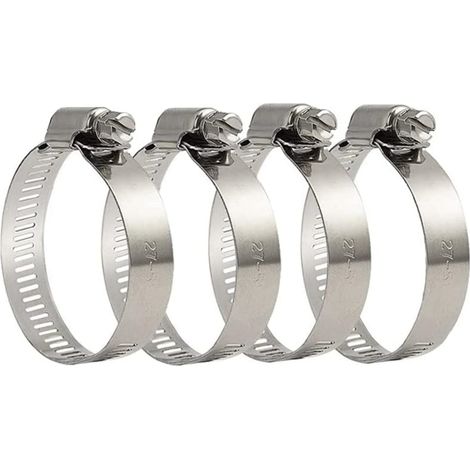 Collier De Serrage - Acier Inoxydable 304 - Réglable 27 À 51 Mm - Pour Tuyaux Gaz Eau Câbles Robinets - 4 Pièces (1/5)